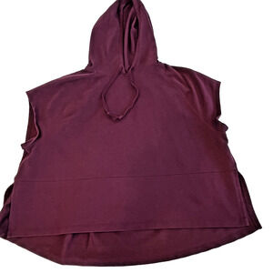 Avia Womens Hooded Pullover Burgundy XL Short Sleeve Athleisure Top